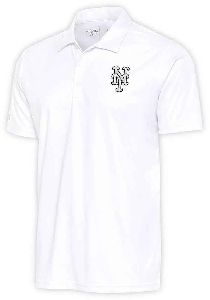 Antigua New York Mets White Metallic Logo Tribute Big and Tall Polo
