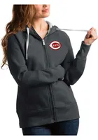 Antigua Cincinnati Reds Womens Charcoal Victory Full Long Sleeve Zip Jacket