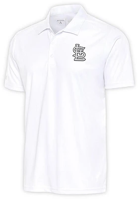 Antigua St Louis Cardinals White Metallic Logo Tribute Big and Tall Polo