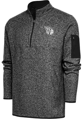 Antigua Cleveland Guardians Mens Black Metallic Logo Fortune Long Sleeve Qtr Zip Pullover