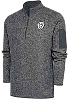 Antigua Milwaukee Brewers Mens Grey Metallic Logo Fortune Long Sleeve Qtr Zip Pullover
