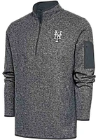 Antigua New York Mets Mens Metallic Logo Fortune Long Sleeve Qtr Zip Pullover
