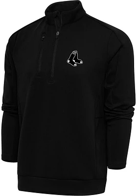 Antigua Boston Red Sox Mens Metallic Logo Generation Long Sleeve Qtr Zip Pullover