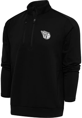 Antigua Cleveland Guardians Mens Metallic Logo Generation Long Sleeve Qtr Zip Pullover