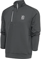 Antigua Detroit Tigers Mens Metallic Logo Generation Long Sleeve Qtr Zip Pullover