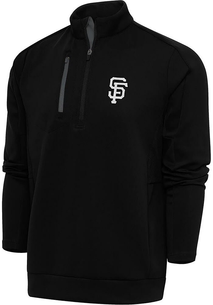 Antigua San Francisco Giants Mens Metallic Logo Generation Long Sleeve Qtr Zip Pullover