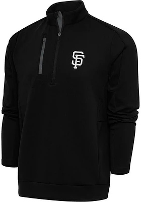 Antigua San Francisco Giants Mens Metallic Logo Generation Long Sleeve Qtr Zip Pullover