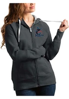 Antigua Miami Marlins Womens Charcoal Victory Full Long Sleeve Zip Jacket