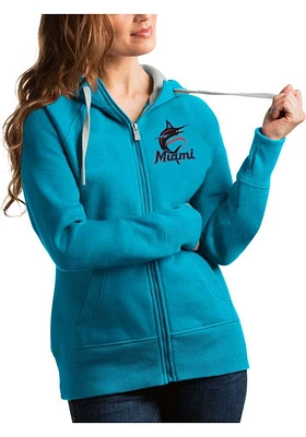 Antigua Miami Marlins Womens Blue Victory Full Long Sleeve Zip Jacket