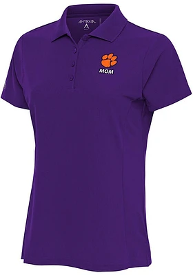 Antigua Clemson Tigers Womens Mom Legacy Pique Short Sleeve Polo Shirt