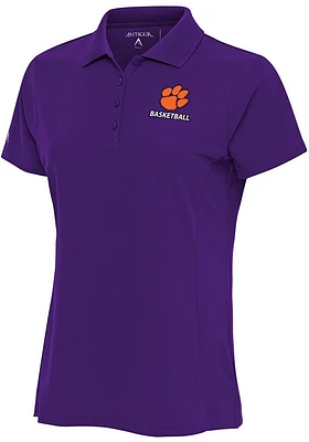 Antigua Clemson Tigers Womens Basketball Legacy Pique Short Sleeve Polo Shirt
