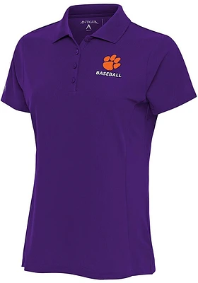 Antigua Clemson Tigers Womens Baseball Legacy Pique Short Sleeve Polo Shirt