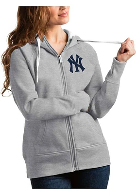Antigua New York Yankees Womens Grey Victory Full Long Sleeve Zip Jacket