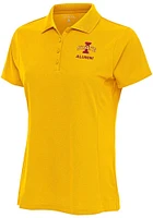 Antigua Iowa State Cyclones Womens Gold Alumni Legacy Pique Short Sleeve Polo Shirt