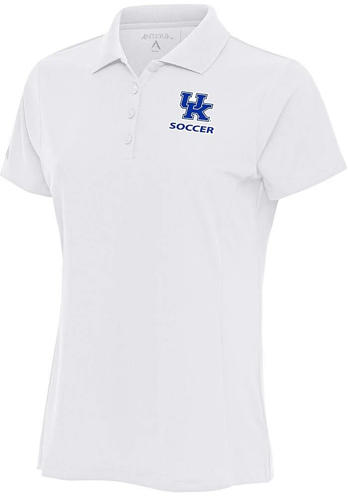 Antigua Kentucky Wildcats Womens White Soccer Legacy Pique Short Sleeve Polo Shirt