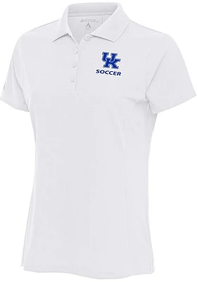 Antigua Kentucky Wildcats Womens White Soccer Legacy Pique Short Sleeve Polo Shirt