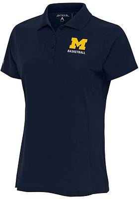 Antigua Michigan Wolverines Womens Blue Basketball Legacy Pique Short Sleeve Polo Shirt