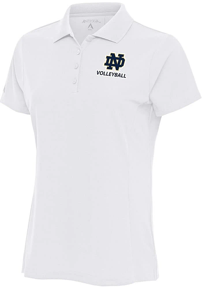 Antigua Notre Dame Fighting Irish Womens White Volleyball Legacy Pique Short Sleeve Polo Shirt