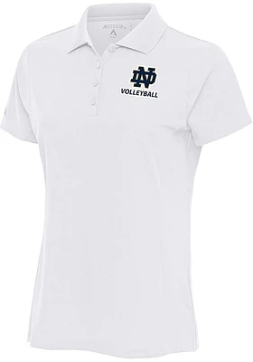 Antigua Notre Dame Fighting Irish Womens White Volleyball Legacy Pique Short Sleeve Polo Shirt