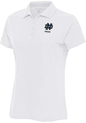 Antigua Notre Dame Fighting Irish Womens White Mom Legacy Pique Short Sleeve Polo Shirt
