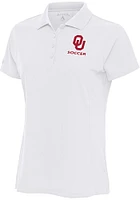 Antigua Oklahoma Sooners Womens White Soccer Legacy Pique Short Sleeve Polo Shirt