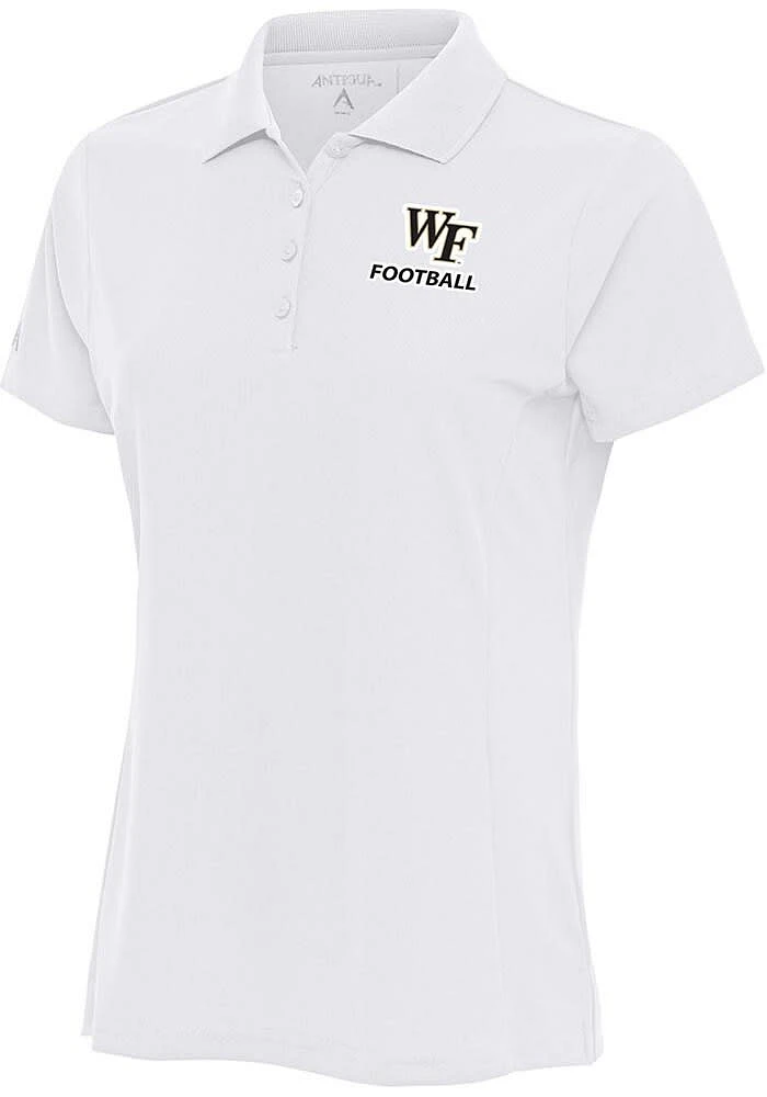 Antigua Wake Forest Demon Deacons Womens White Football Legacy Pique Short Sleeve Polo Shirt