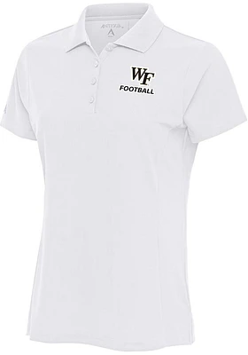 Antigua Wake Forest Demon Deacons Womens White Football Legacy Pique Short Sleeve Polo Shirt