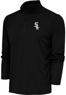 Antigua Chicago White Sox Mens Metallic Logo Tribute Long Sleeve Qtr Zip Pullover