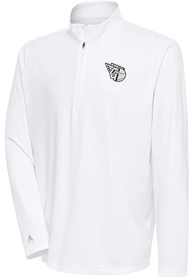 Antigua Cleveland Guardians Mens White Metallic Logo Tribute Long Sleeve Qtr Zip Pullover