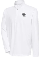 Antigua Cleveland Guardians Mens White Metallic Logo Tribute Long Sleeve Qtr Zip Pullover