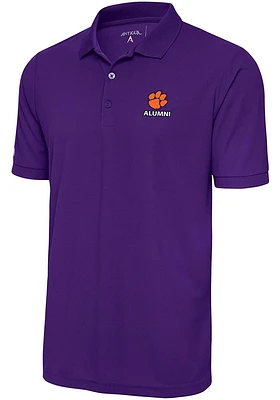 Antigua Clemson Tigers Mens Alumni Legacy Pique Short Sleeve Polo