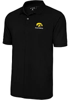 Antigua Iowa Hawkeyes Mens Black Football Legacy Pique Short Sleeve Polo