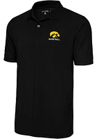 Antigua Iowa Hawkeyes Mens Black Basketball Legacy Pique Short Sleeve Polo