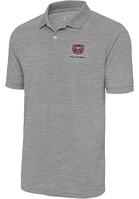 Antigua Missouri State Bears Mens Grey Volleyball Legacy Pique Short Sleeve Polo