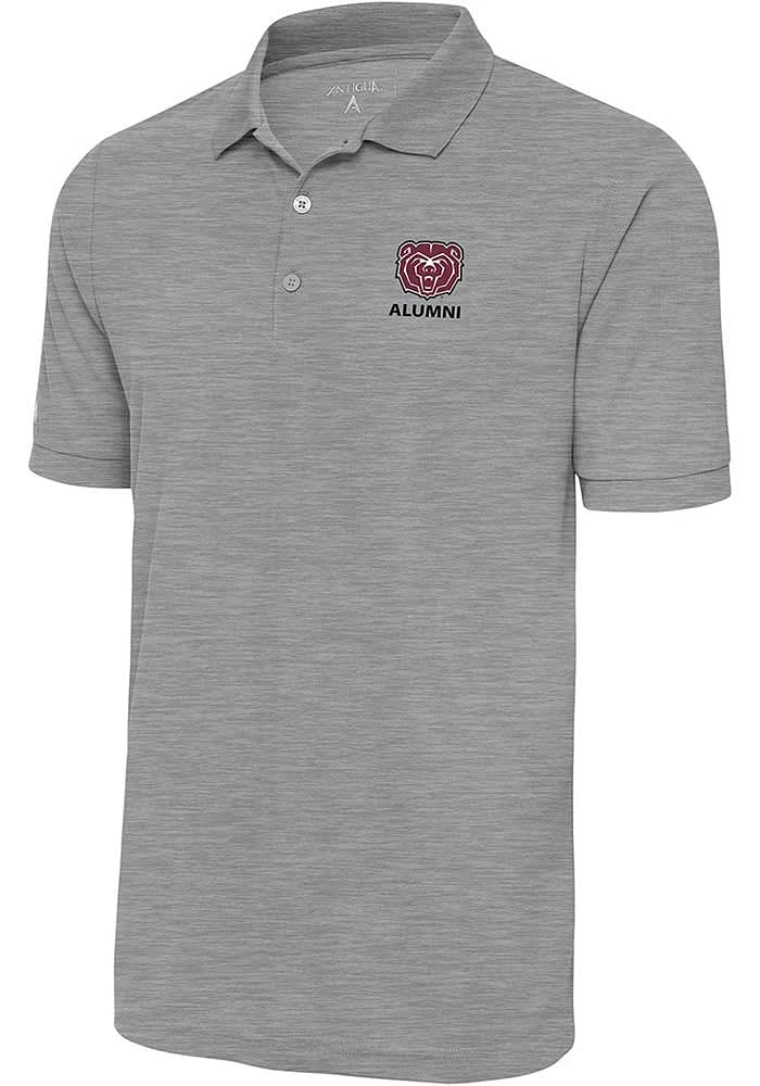 Antigua Missouri State Bears Mens Grey Alumni Legacy Pique Short Sleeve Polo