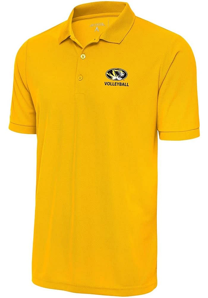 Antigua Missouri Tigers Mens Gold Volleyball Legacy Pique Short Sleeve Polo