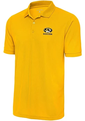 Antigua Missouri Tigers Mens Gold Soccer Legacy Pique Short Sleeve Polo