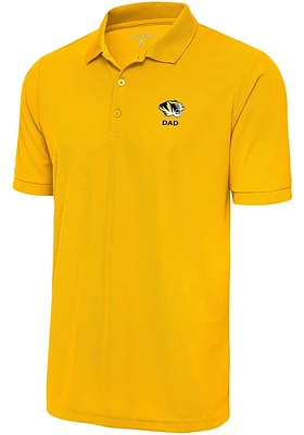 Antigua Missouri Tigers Mens Gold Dad Legacy Pique Short Sleeve Polo