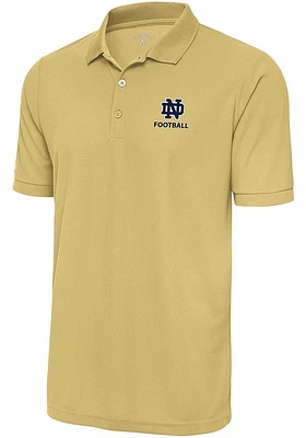 Antigua Notre Dame Fighting Irish Mens Gold Football Legacy Pique Short Sleeve Polo