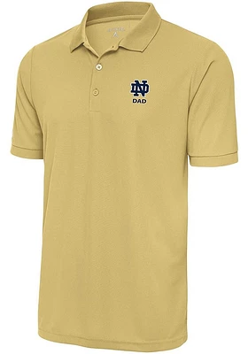 Antigua Notre Dame Fighting Irish Mens Gold Dad Legacy Pique Short Sleeve Polo