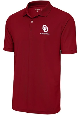 Antigua Oklahoma Sooners Mens Volleyball Legacy Pique Short Sleeve Polo