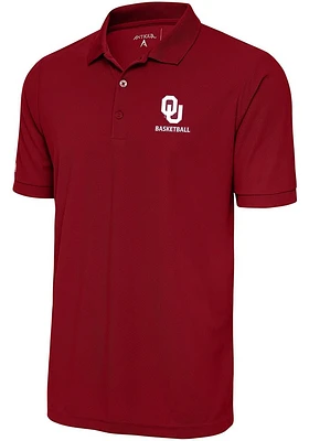 Antigua Oklahoma Sooners Mens Basketball Legacy Pique Short Sleeve Polo
