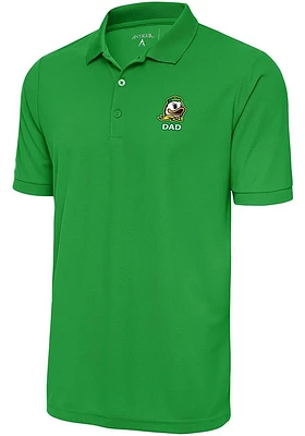 Antigua Oregon Ducks Mens Green Dad Legacy Pique Short Sleeve Polo