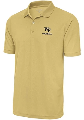 Antigua Wake Forest Demon Deacons Mens Gold Football Legacy Pique Short Sleeve Polo