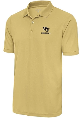Antigua Wake Forest Demon Deacons Mens Gold Basketball Legacy Pique Short Sleeve Polo