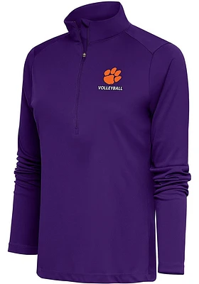 Antigua Clemson Tigers Womens Volleyball Tribute Qtr Zip Pullover