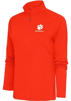 Antigua Clemson Tigers Womens Baseball Tribute Qtr Zip Pullover
