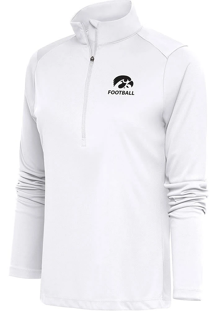 Antigua Iowa Hawkeyes Womens White Football Tribute Qtr Zip Pullover