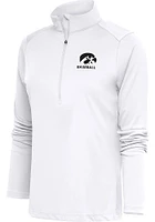 Antigua Iowa Hawkeyes Womens White Baseball Tribute Qtr Zip Pullover