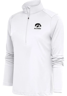 Antigua Iowa Hawkeyes Womens White Alumni Tribute Qtr Zip Pullover
